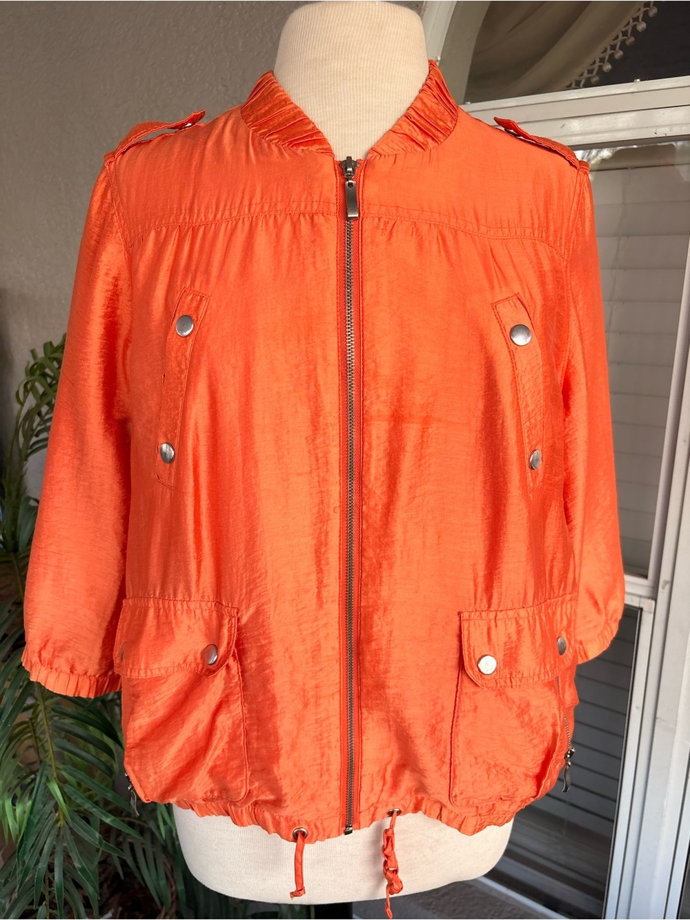 Women’s Vibrant Orange Zip Bomber Jacket